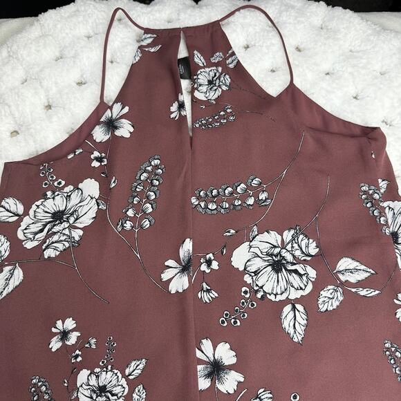 Express Halter Top Womens Small‎ Mauve Pink Floral Sleeveless Blouse Polyester - Picture 9 of 9
